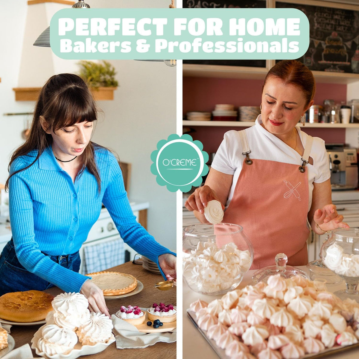 O'CREME meringue powder used by home bakers and professionals.
