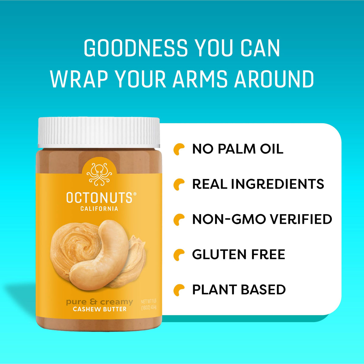 OCTONUTS cashew butter creamy texture ideal for spooning
