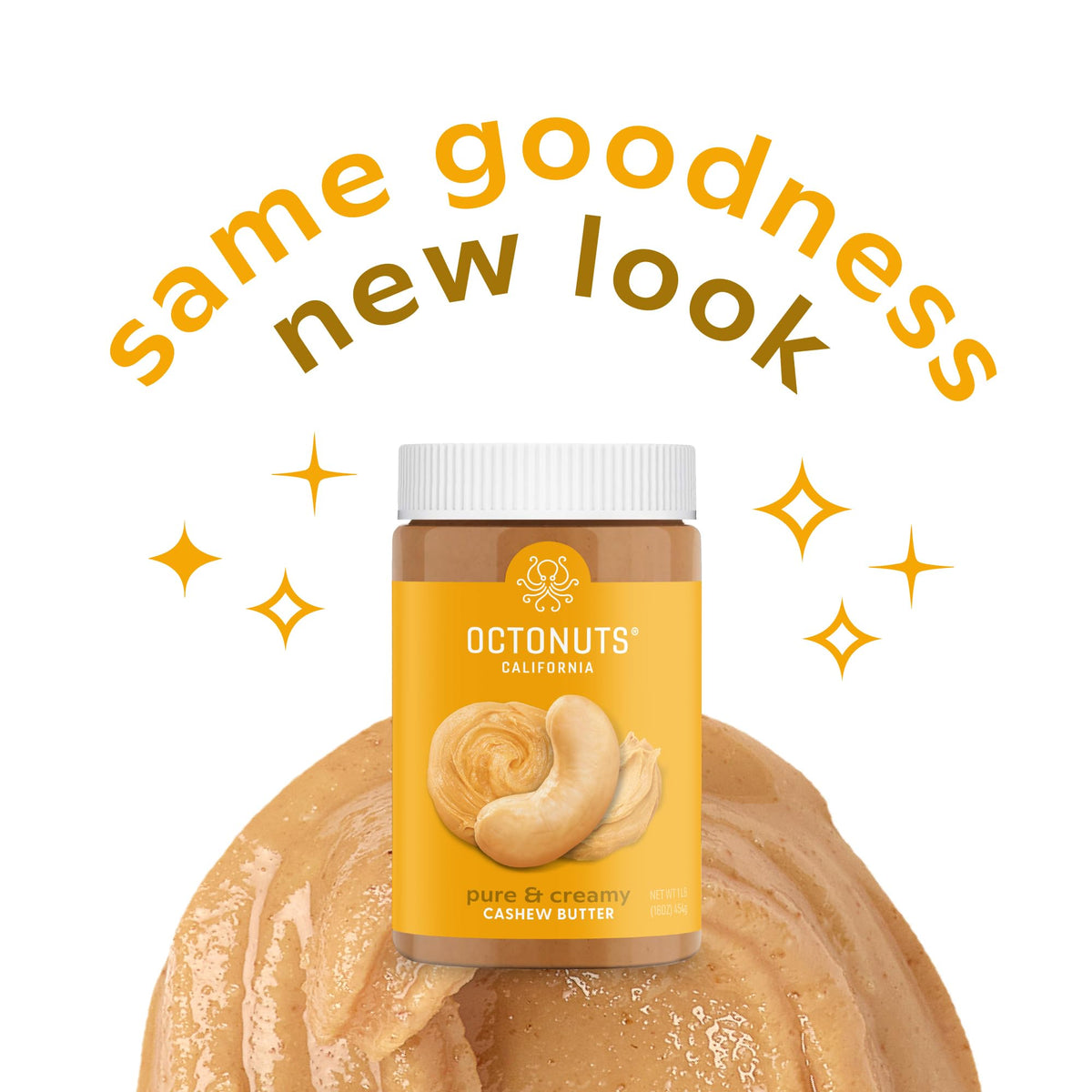 OCTONUTS cashew butter pantry staple in a kitchen setup