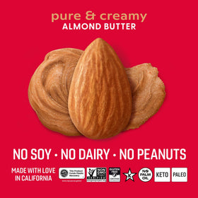 Octonuts almond butter swirl on spoon highlighting rich, smooth texture for quick energy