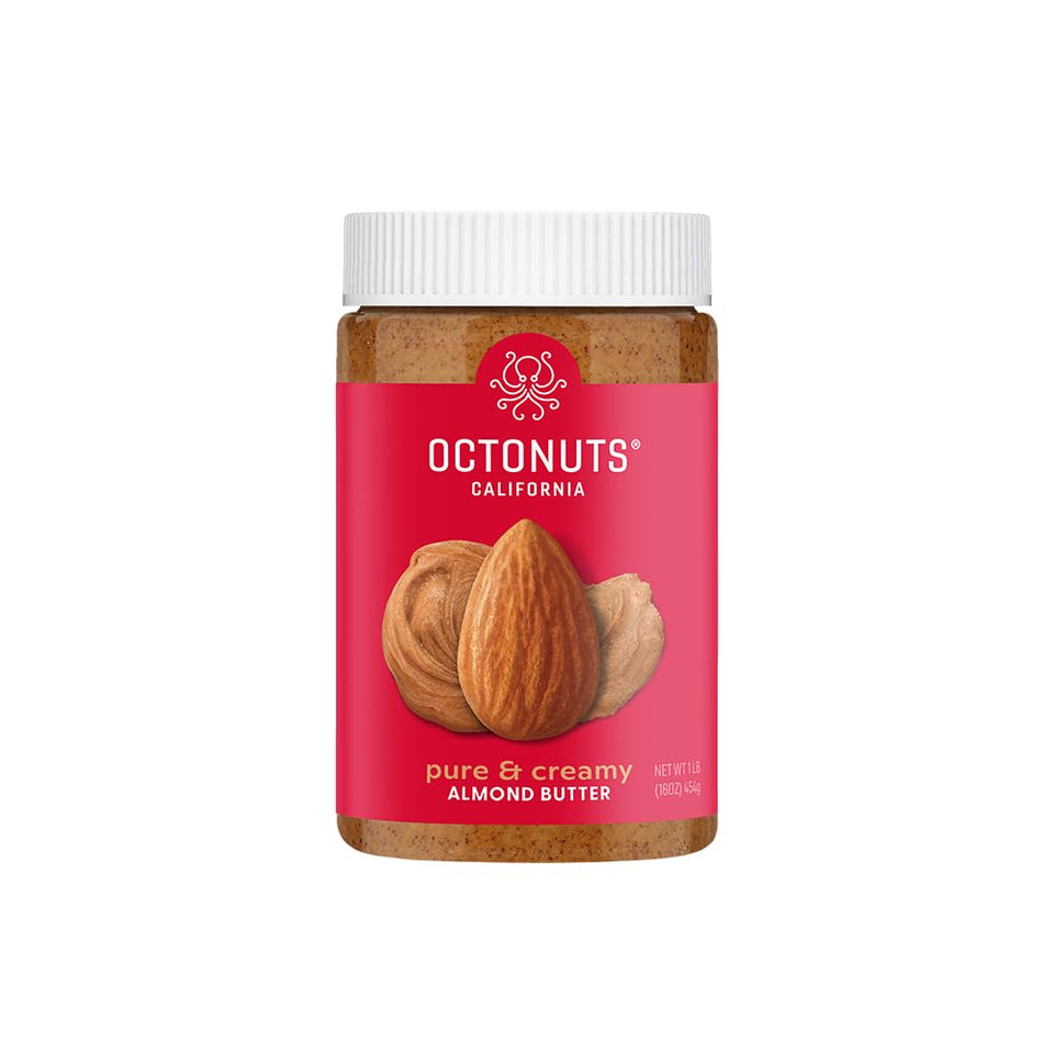 Octonuts almond butter jar with creamy texture for easy spreading