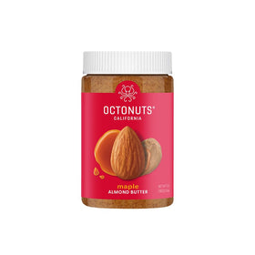 Octonuts maple almond butter jar shows creamy texture and premium ingredients