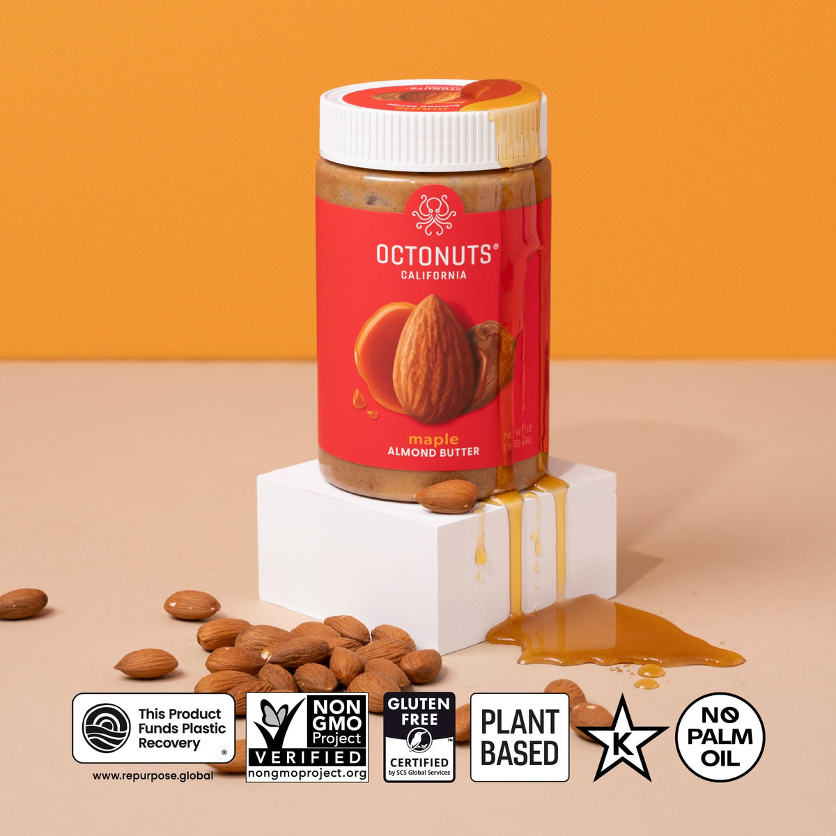 Octonuts maple almond butter drizzled, ideal for flavorful snacks