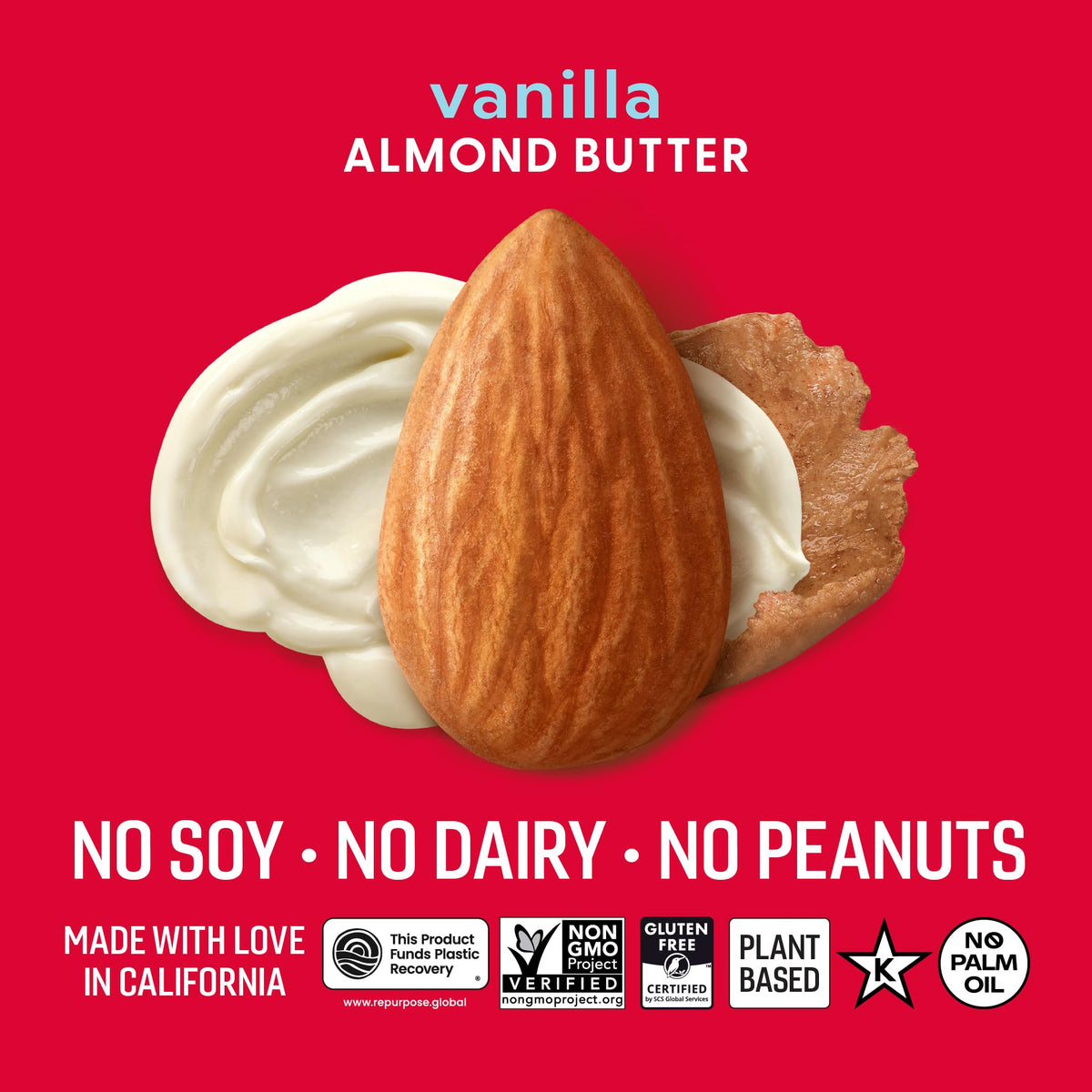 OCTONUTS Natural almond butter ingredients label highlights simple non-GMO components.