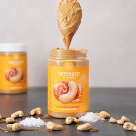 Scoop of Octonuts butter in a dish, convenient for quick snacks.
