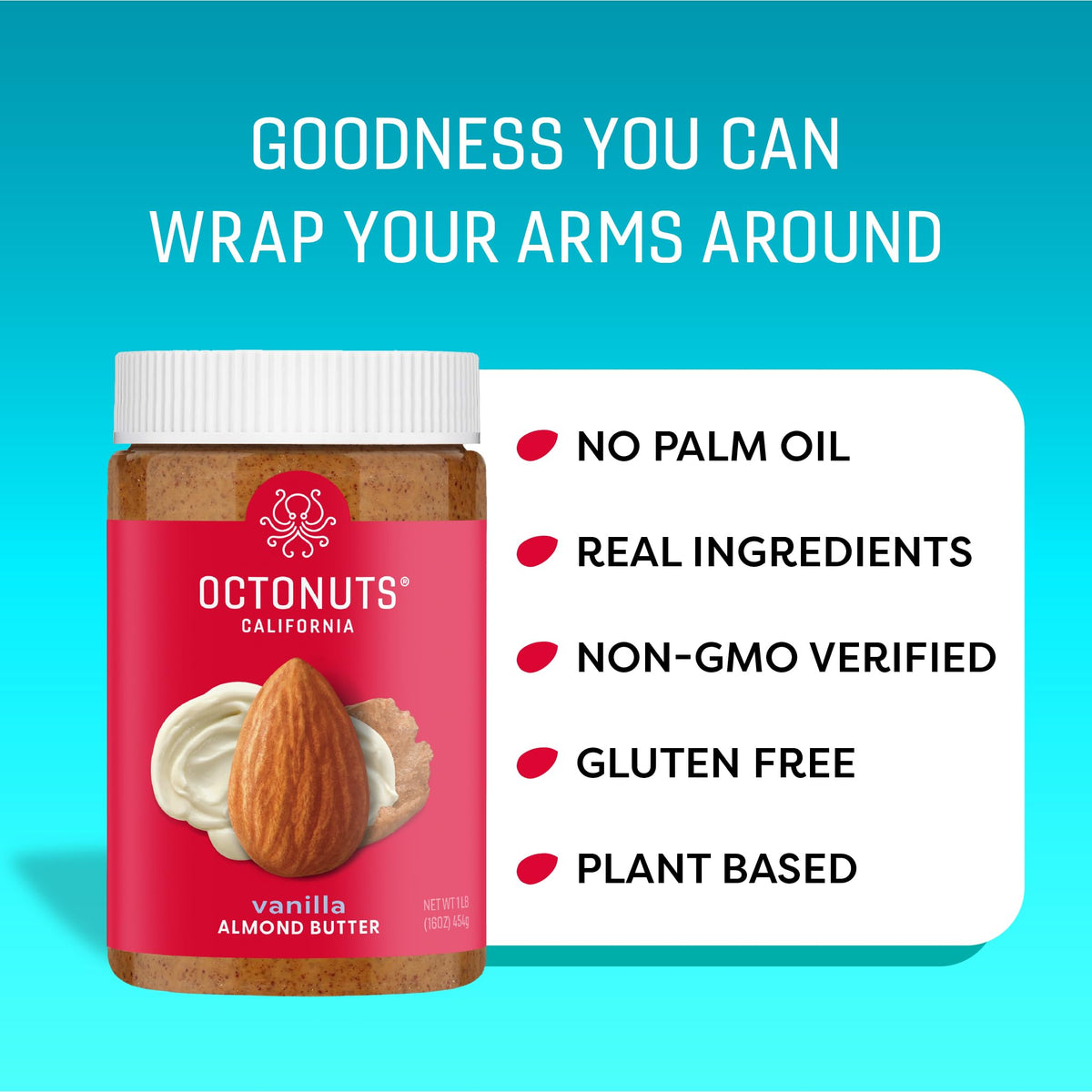 OCTONUTS Vanilla Almond Butter on a spoon for quick energy.