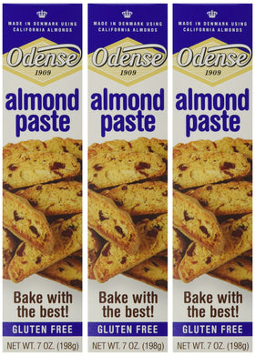 Odense Almond Paste 3-Pack pack shot showing versatile baking ingredient for home bakers