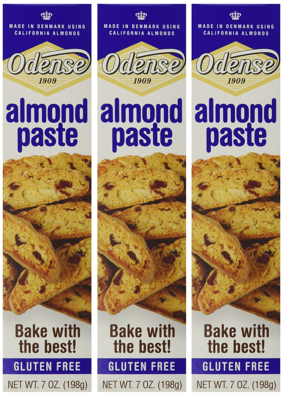 Odense Almond Paste 3-Pack pack shot showing versatile baking ingredient for home bakers