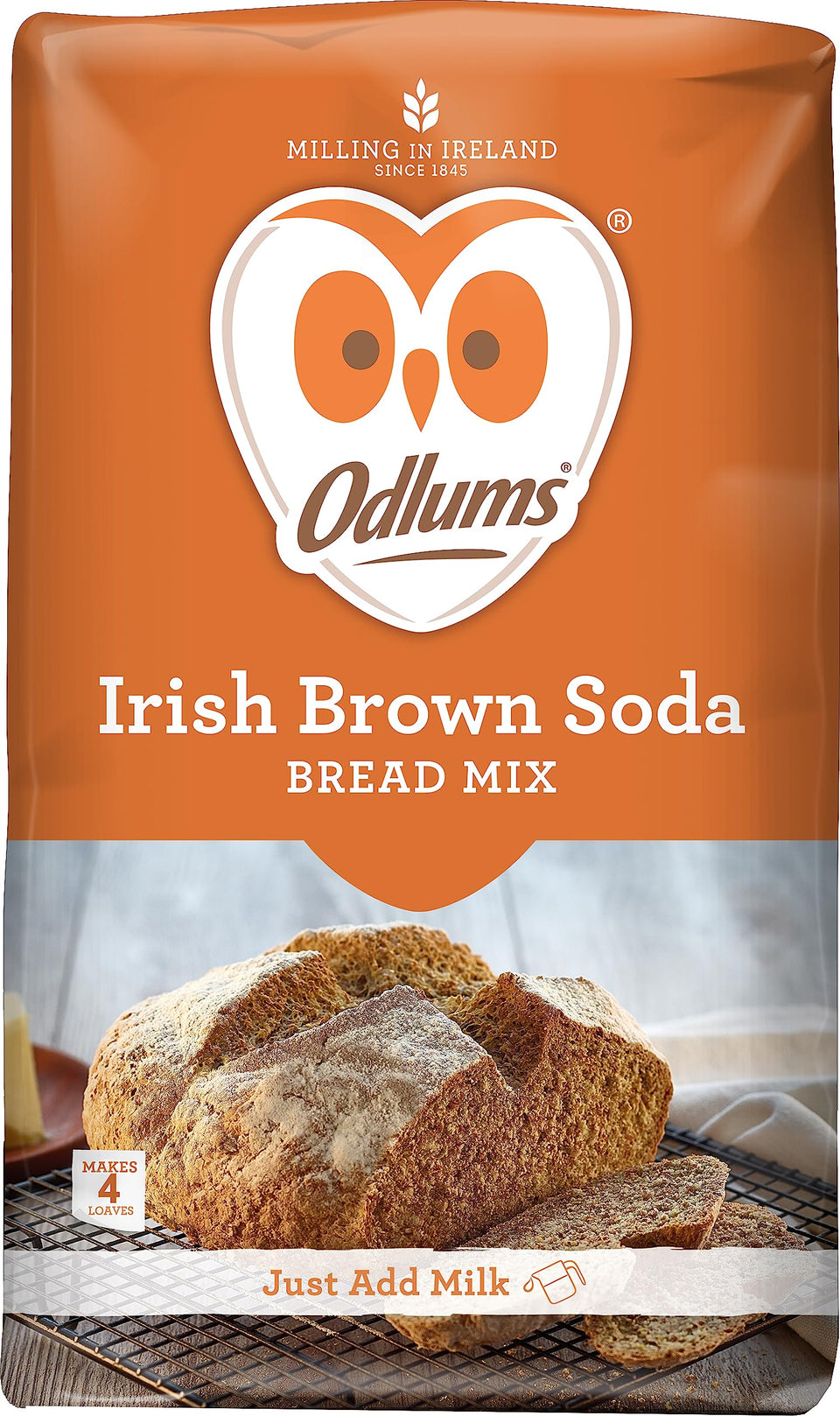 Odlums Brown Bread Mix packaging shown, a quick Irish bread solution for busy days.