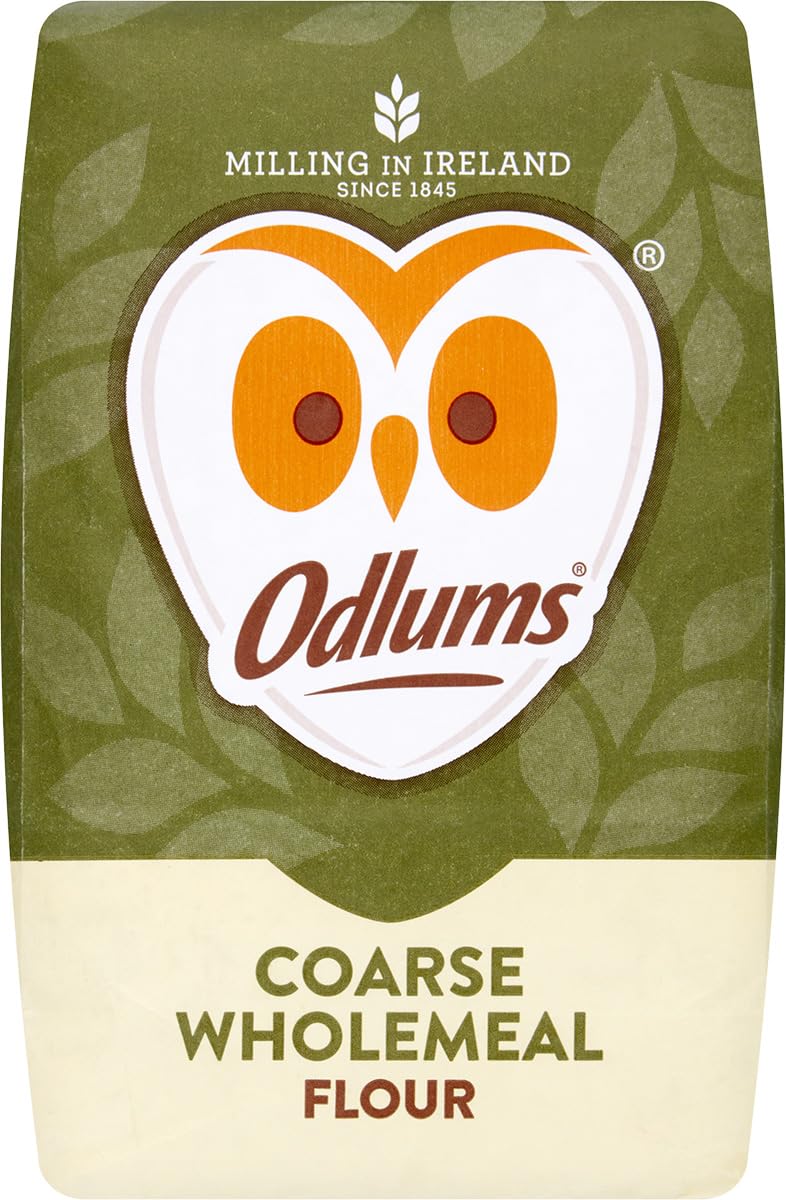 Odlums Wholemeal Coarse texture showcases rustic stoneground finish for hearty baking.