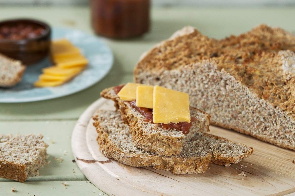 Odlums Wholemeal Extra Coarse Flour close-up showing coarse texture for fruit cakes