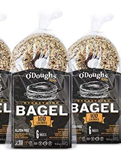 O'Dough Thins Everything gluten-free bagels presliced, ideal for quick breakfasts.