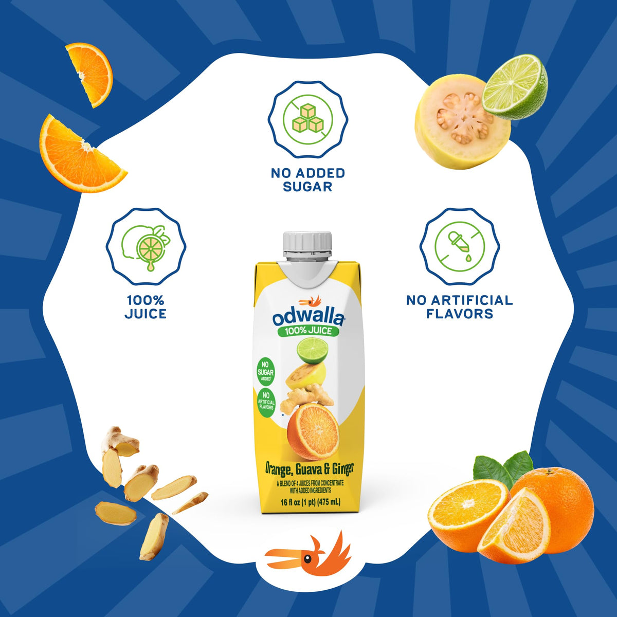 ODWALLA ingredients closeup featuring real fruit for a naturally flavorful sip.