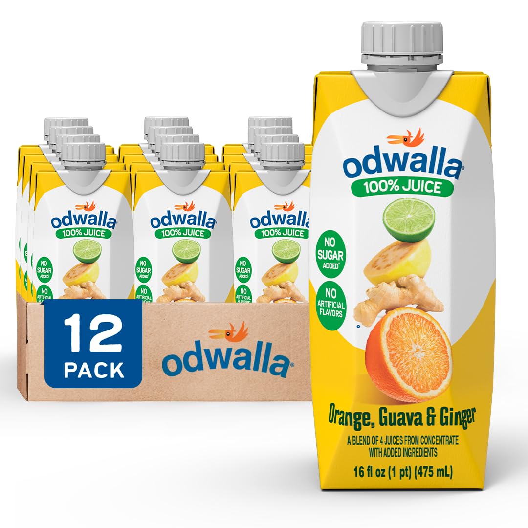 ODWALLA orange-guava-ginger-juice bottle with natural ingredients for grab-and-go refreshment.