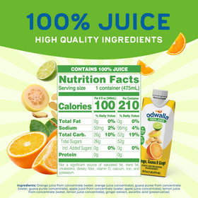 ODWALLA orange-guava-ginger-juice pour showing smooth tropical flavor.