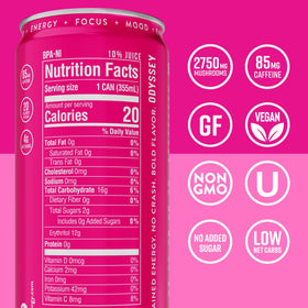 ODYSSEY ELIXIR bottle label closeup with clean, plant-based ingredients