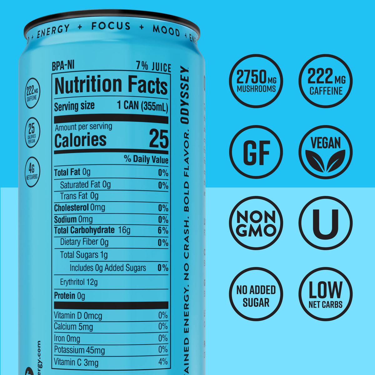 Odyssey Elixir focus bottle promotes sharp cognition during study or creative sessions.