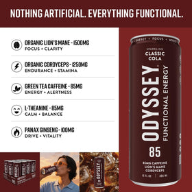Odyssey Elixir label closeup shows clean plant-based ingredients and transparency