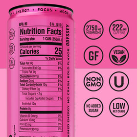 Odyssey Elixir sparkling pink lemonade can ready to sip for clean energy