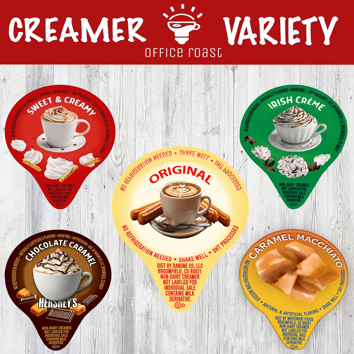Creamers singles arranged for quick, mess-free customization at work or home