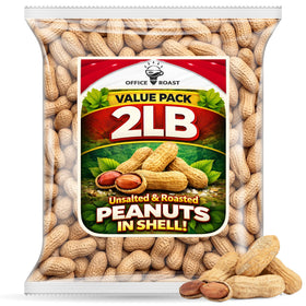 Office Roast peanuts in shell in a 2lb bulk pack for easy sharing