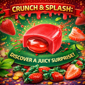 Colorful wrappers and candy setup for Office Roast Strawberry Bon Bon party favors and buffets.