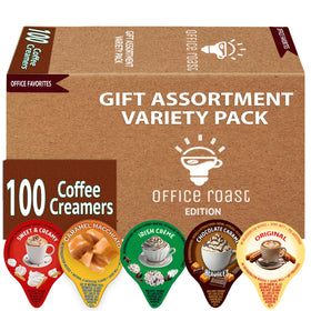 Office Roast variety pack box of creamer singles for easy coffee upgrades