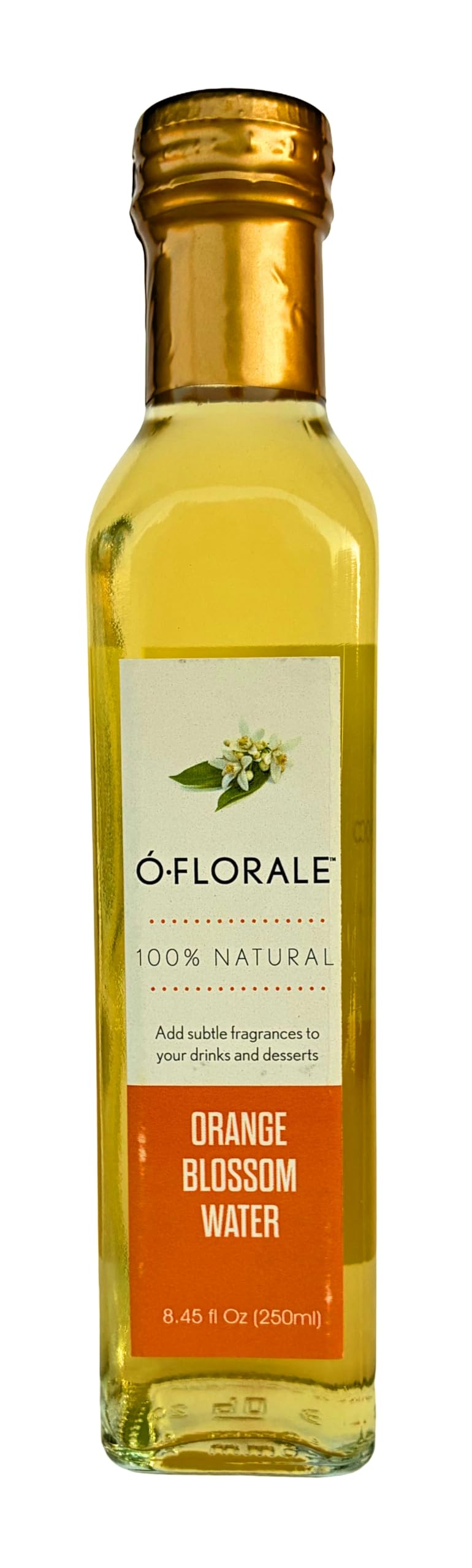 OFLORALE Lebanese orange blossom water bottle ready for cooking and baking uses.