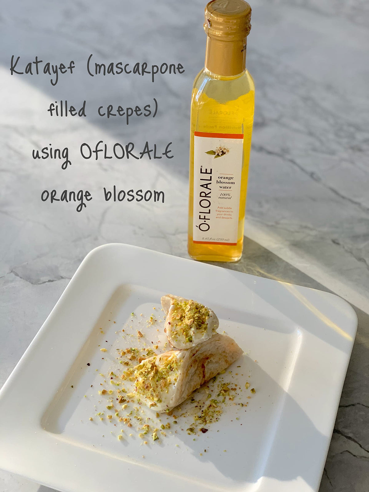OFLORALE orange blossom water enhancing cocktails and beverages.