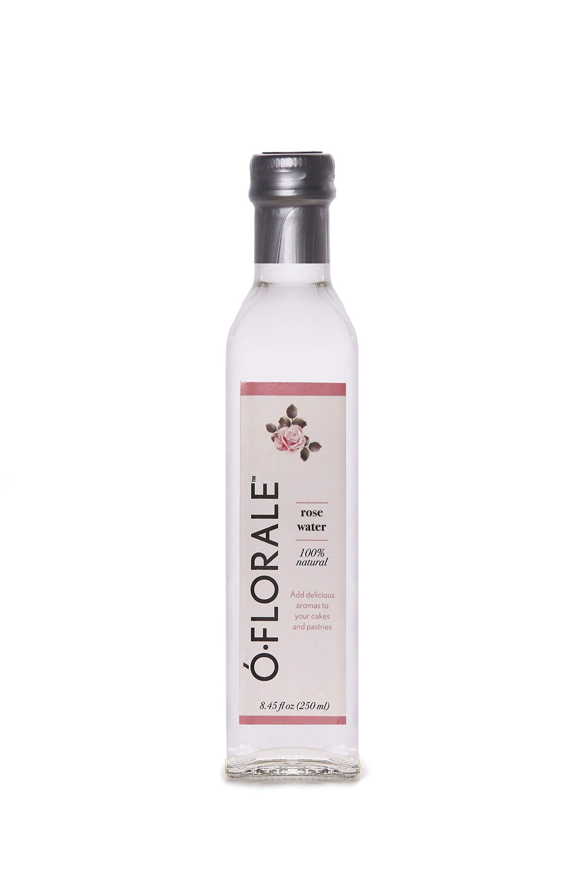 OFLORALE rose water close-up on petals, showcasing purity and aroma