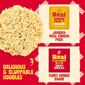 O’Food ramen cup ingredients label highlighting non-GMO and no artificial additives