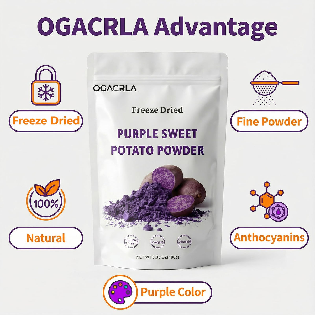OGACRLA powder in a smoothie glass for natural color.