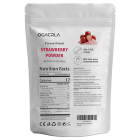 OGACRLA Strawberry Powder smoothie glass highlights vibrant color and aroma