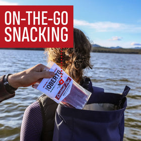 Oberto Oh Boy on-the-go pouch emphasizing portability for desk lunches and travel snacking