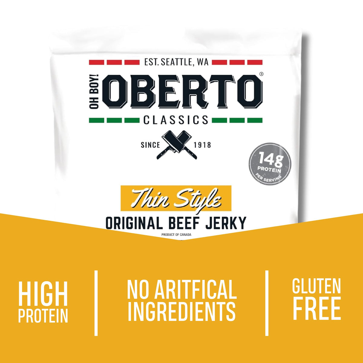Oh Boy Oberto Thin Style close-up shows lean texture and bite.