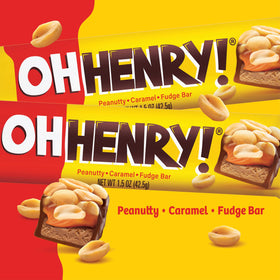 Oh Henry! full-size bar on desk, perfect office treat.