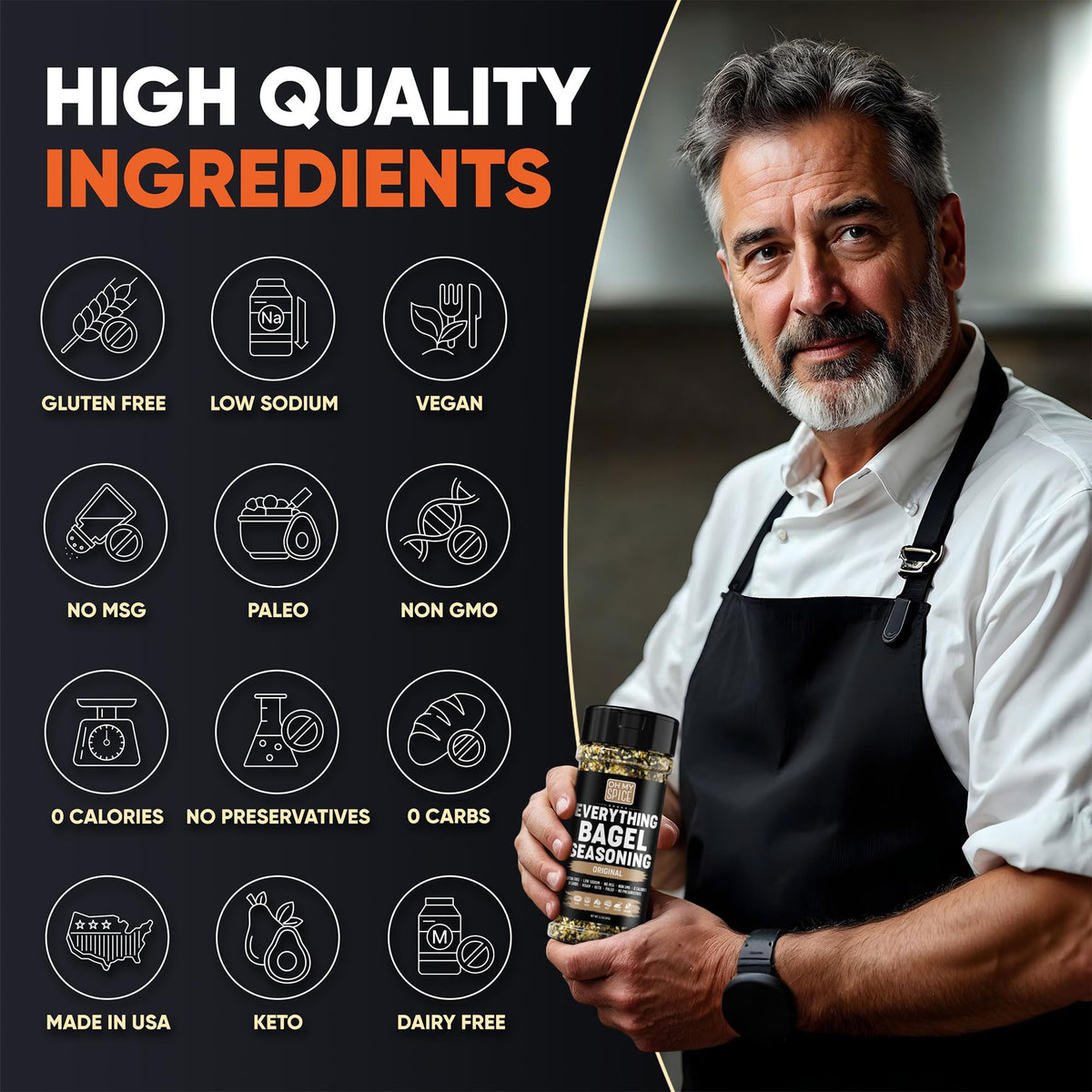 Oh My Spice Grilled Meat and Seafood Seasoning on chicken or salmon for rich flavor.