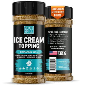 Oh My Spice ice cream topping cinnamon roll mix adds warm bakery flavor to desserts