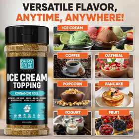 Oh My Spice yogurt dessert topping cinnamon roll for a sweet breakfast finish