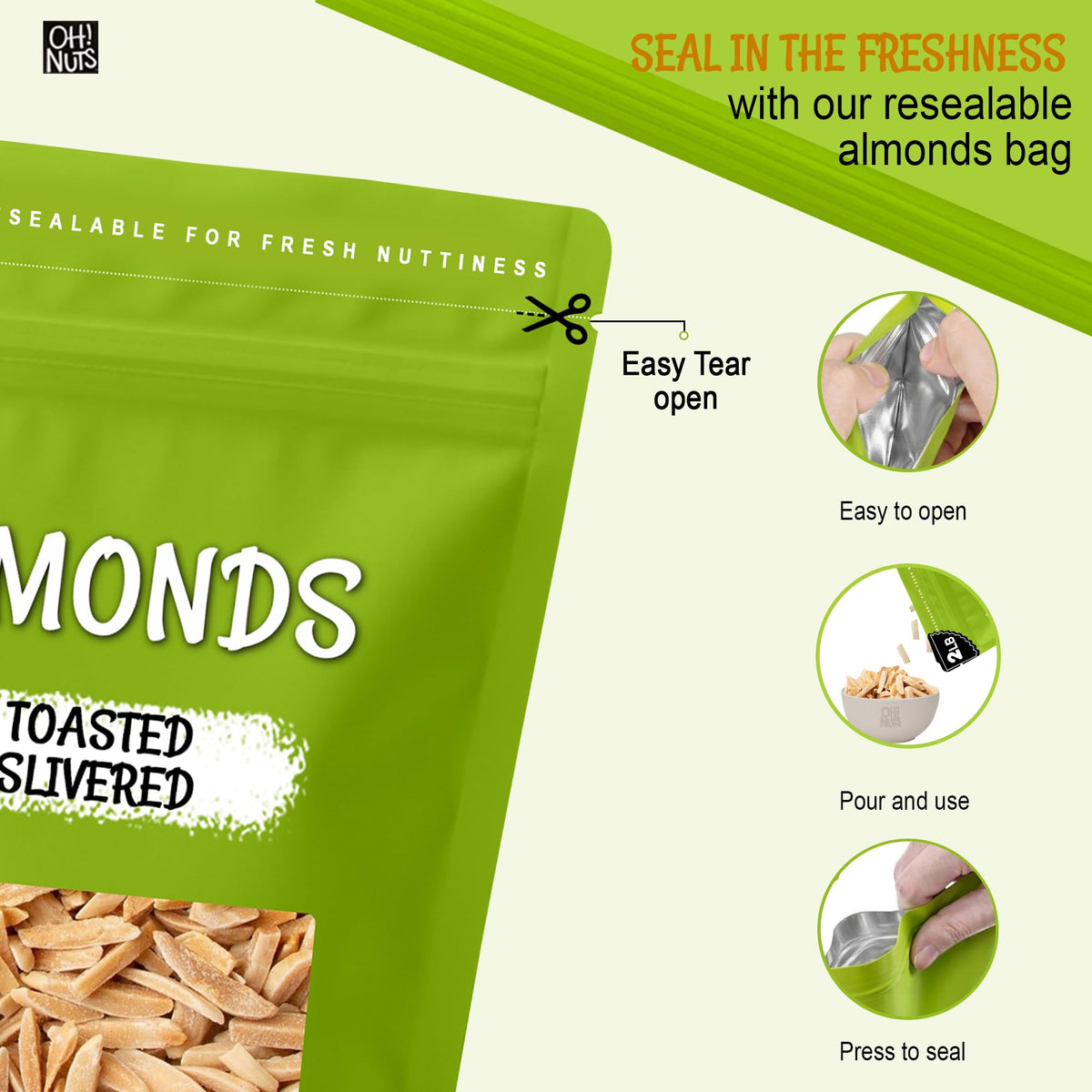 Oh! Nuts bulk almonds for cooking and toppings ready for recipes