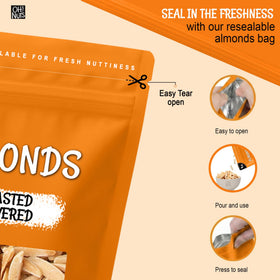 Oh! Nuts Almonds close-up texture shows crisp toasted pieces.