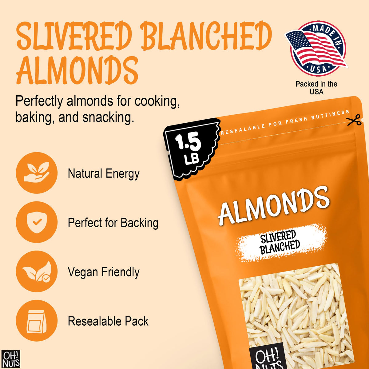 Oh! Nuts almonds topping on salad adds crunch and protein.