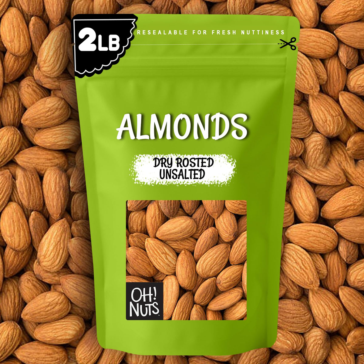 Oh! Nuts almonds sealed zip-lock pouch for convenient storage and freshness