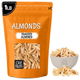 Oh! Nuts Almonds toasted slivered in a resealable bag, perfect for a quick high-protein snack.