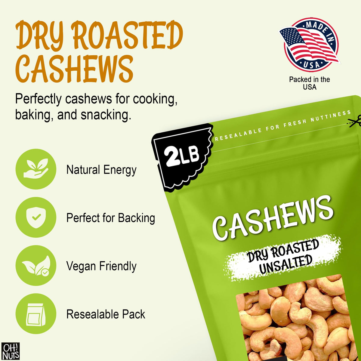 Oh! Nuts cashews with recipe idea for salads or toppings