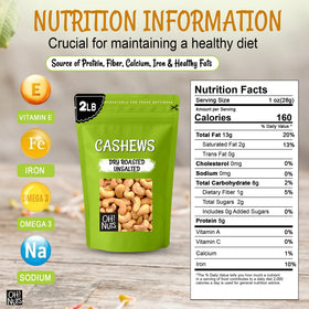 Oh! Nuts cashews roasted unsalted bag back with details