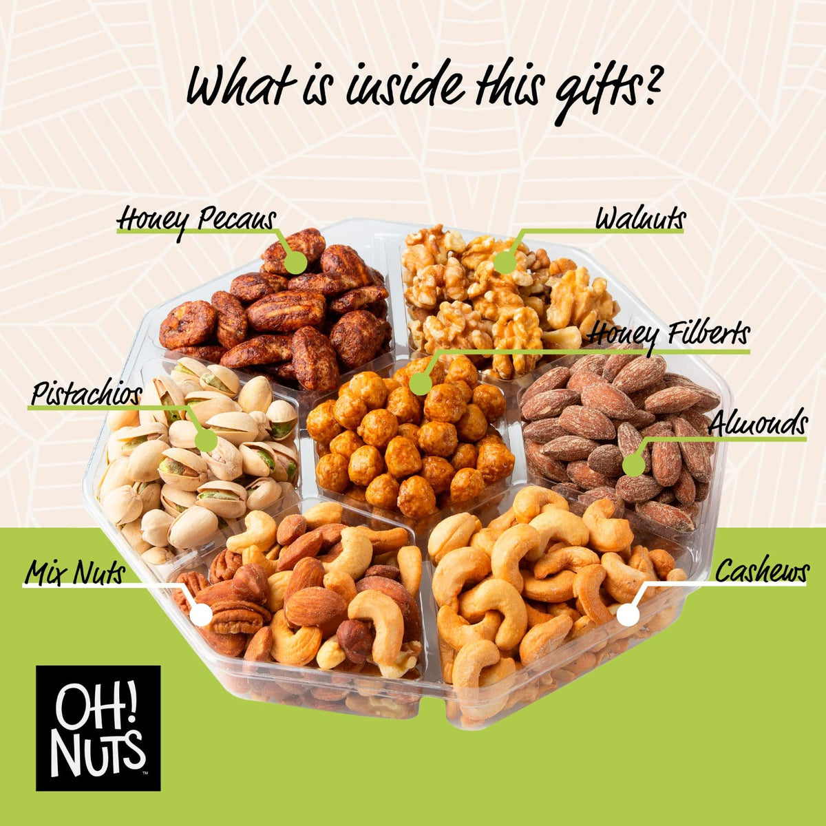 Oh! Nuts clear-lidded gift tray, elegant packaging for gifting moments.