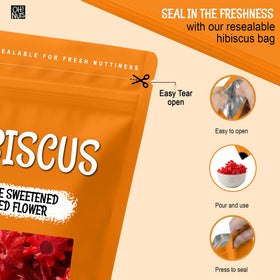 Close-up of Oh! Nuts hibiscus petals highlighting vibrant red color and texture.