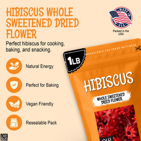 Oh! Nuts hibiscus in a cold beverage, offering a tart, floral accent.