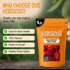 Oh! Nuts hibiscus flowers in a kitchen setting, showcasing versatile pantry use.